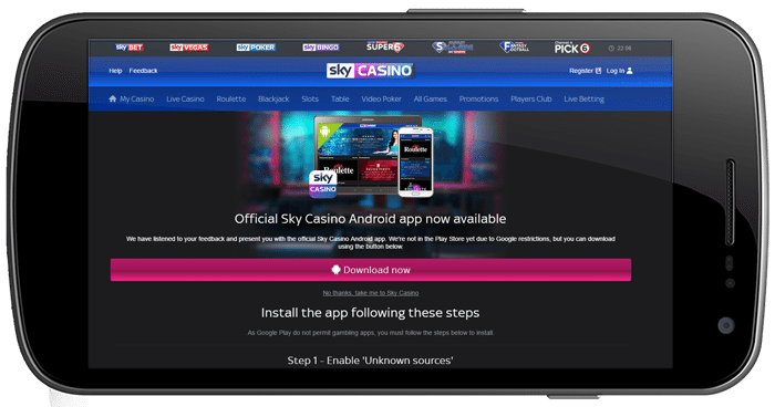 Download the Sky Casino App and claim a free bet