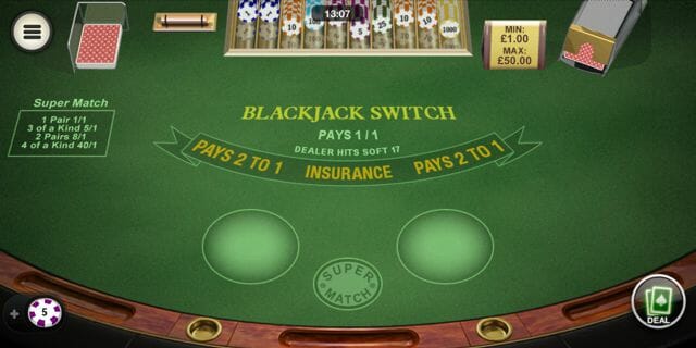 Mobile Casino Blackjack Switch Screen