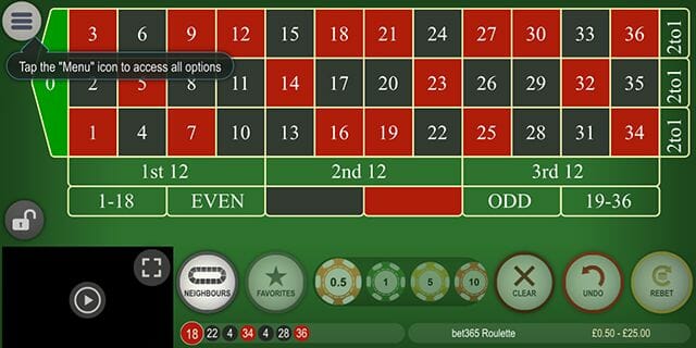 Mobile Casino Roulette Screen