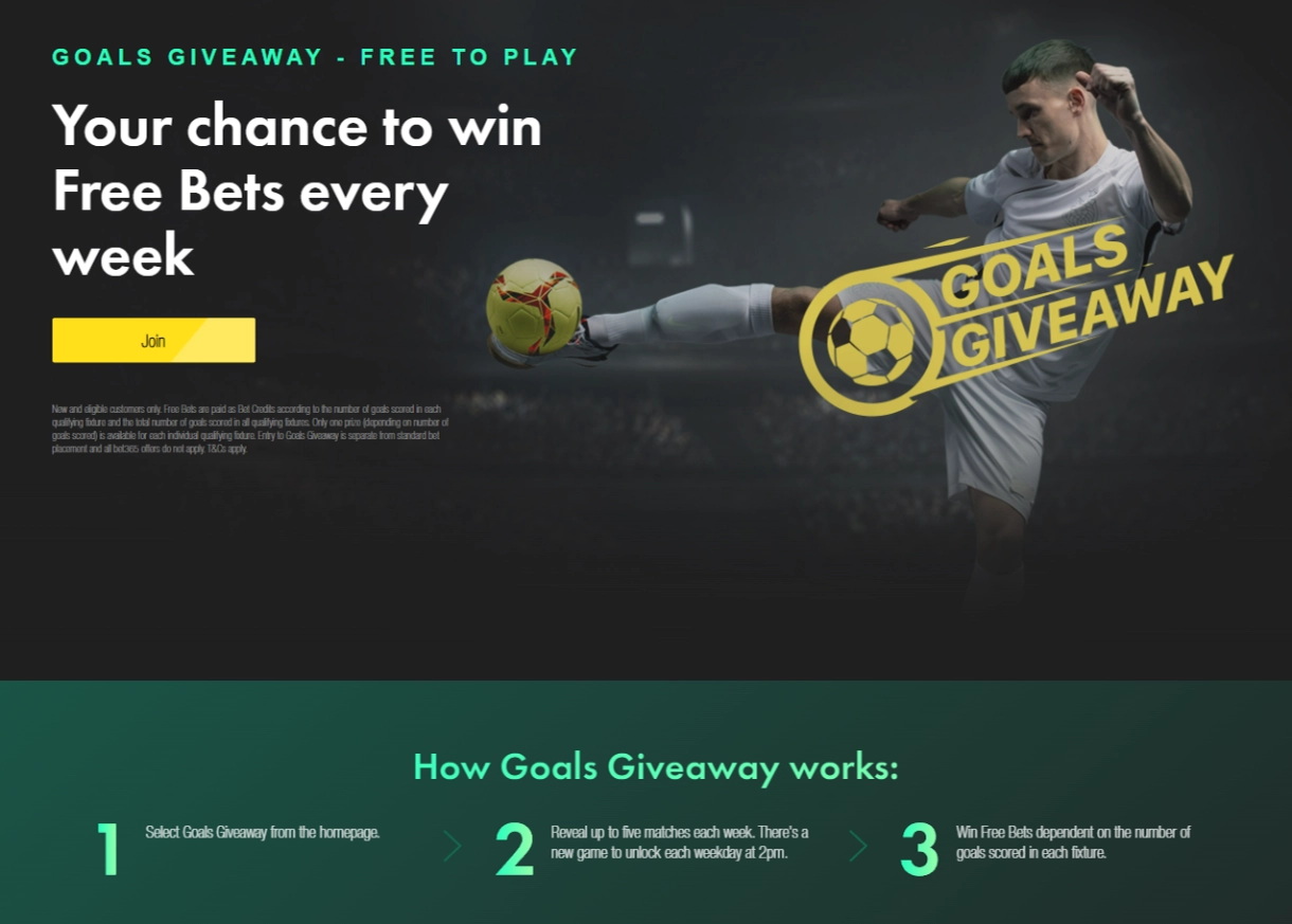 Bet365 Goals Giveaway Banner