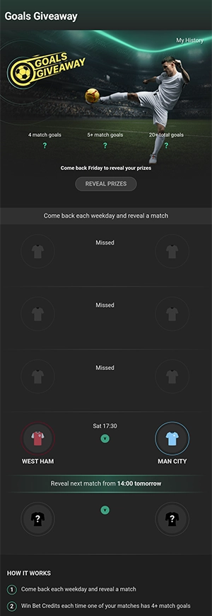 How to use Goals Giveaway on the Bet365 App