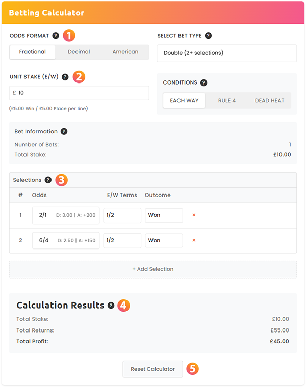 Bet Calculator Screen