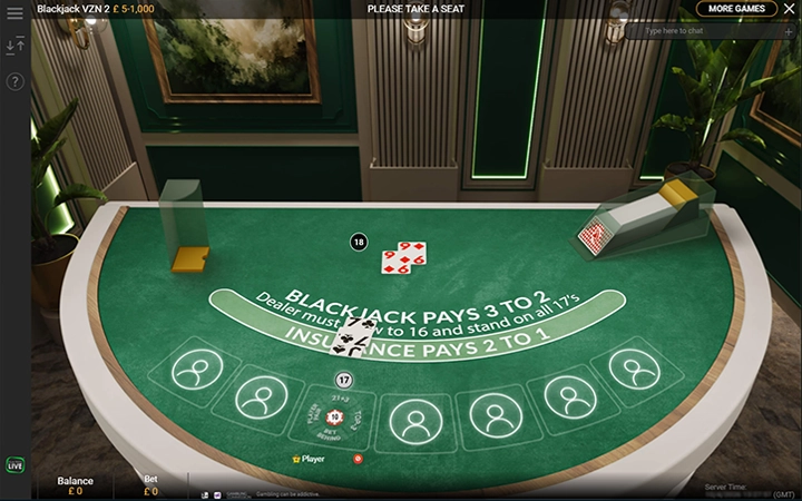 Blackjack Casino App Screen